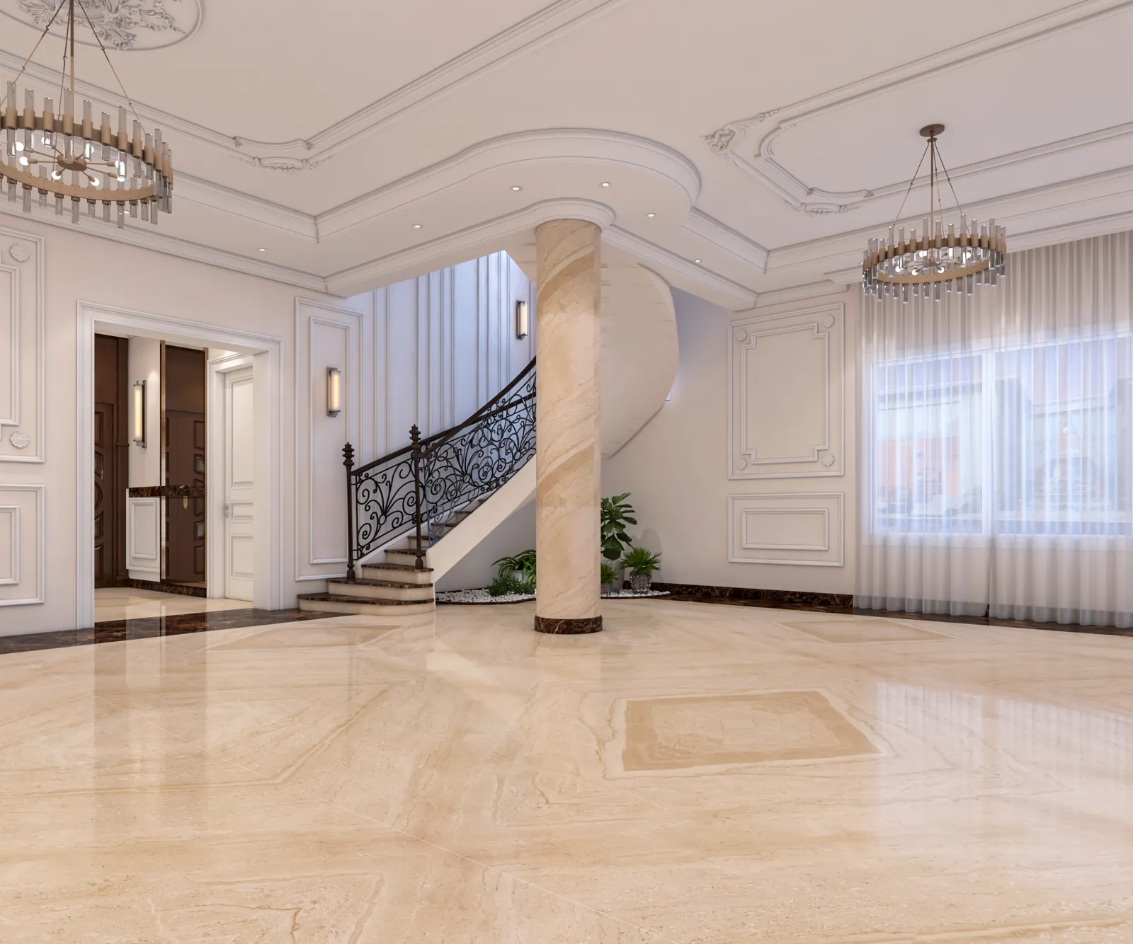 Villa reception and staircase
